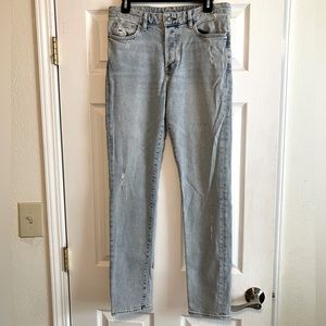 H&M &Denim Men’s Slim Low Waist 30 inseam 32 waist button light wash distressed